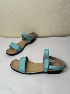 Color Circuit Women’s 5M Aqua Two-Strap Flat Sandals with Ankle Strap